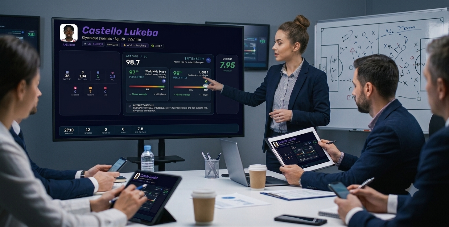 Presenting a Scoutrix player report to the boardroom